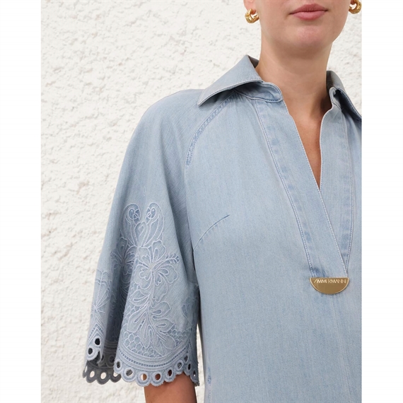 Zimmermann Daylight Denim Midi Kjole, Ice Storm